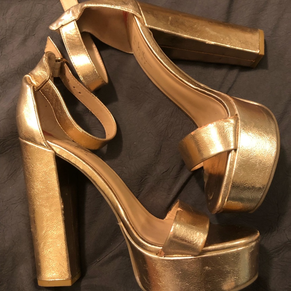 Gold platform heels